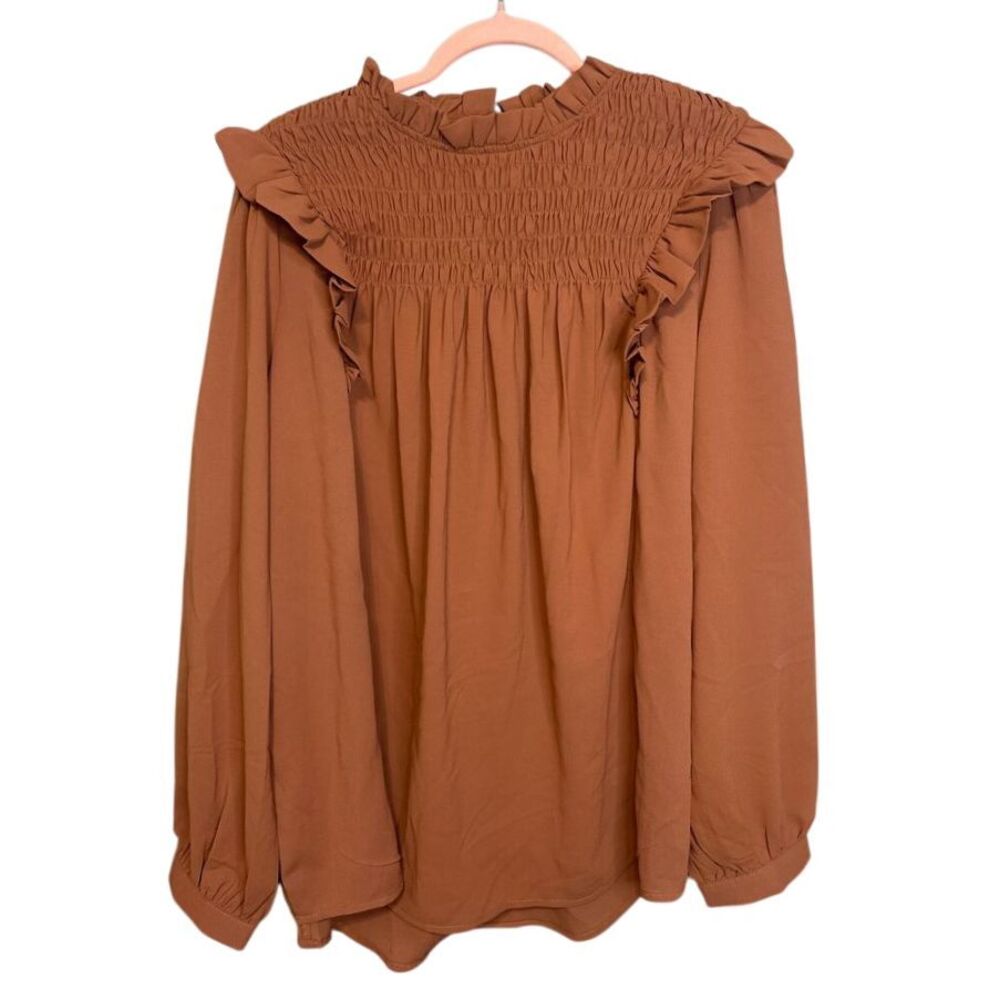 JODFL Smocked‎ Ruffle Blouse Long Sleeve Romantic Cottagecore Top